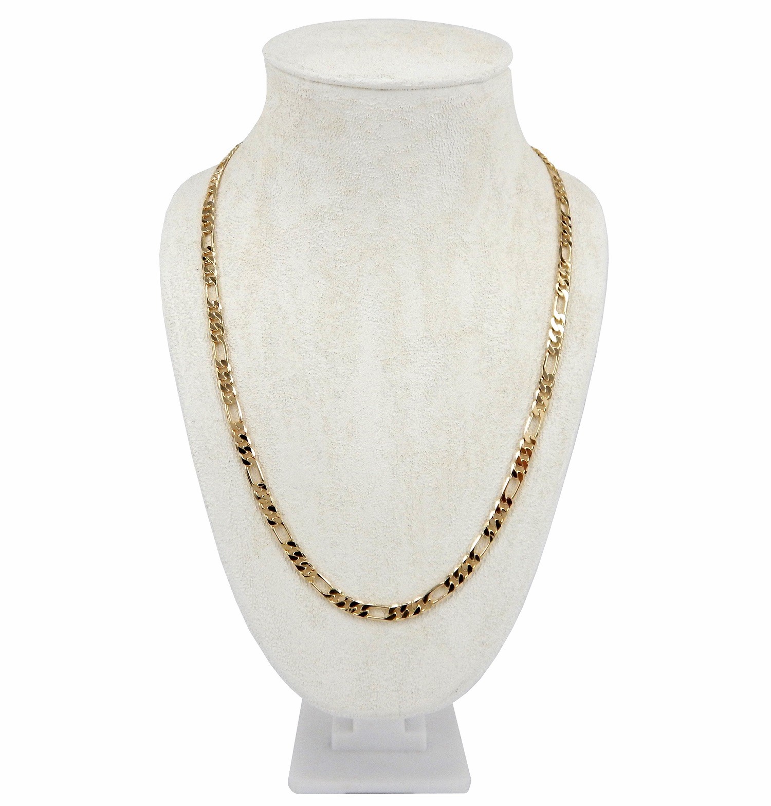 Men’s 5mm Italian Figaro Link Chain Necklace 18″ 20″ 24″ 30″ inch 14K Gold Plate