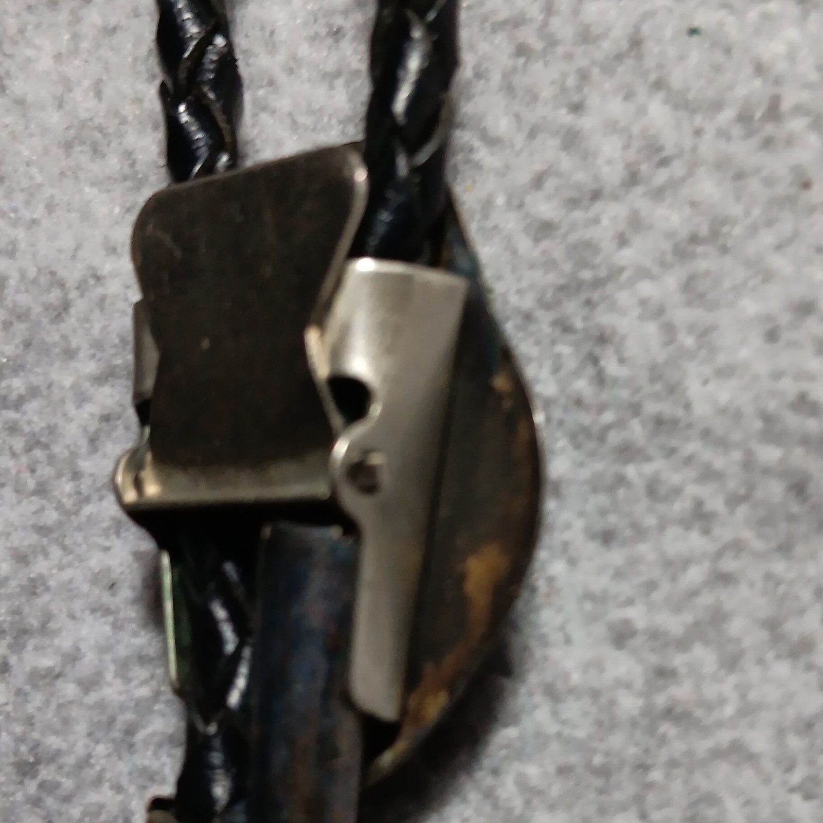 Men’s Western Bolo Tie Black Leather Cord Metal Oval Slide Adjustable