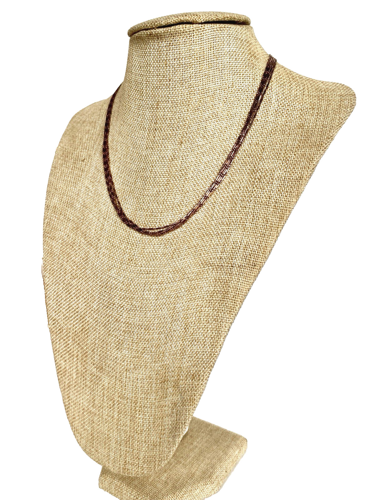 Multi-Strand Copper Ball & Bar Chain Necklace 17-1/2″ Long