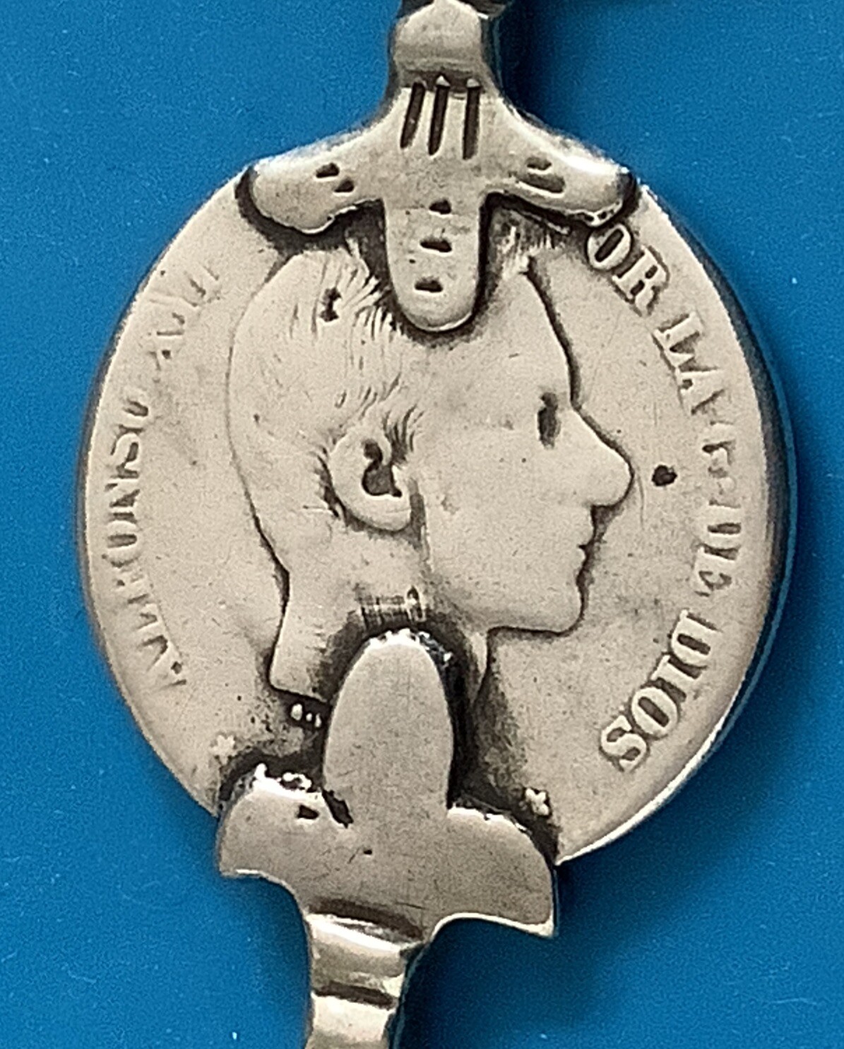 Antique Woman Berber Fibula With Spanish Silver Coin Of Alfonso XII Coin Pin J14