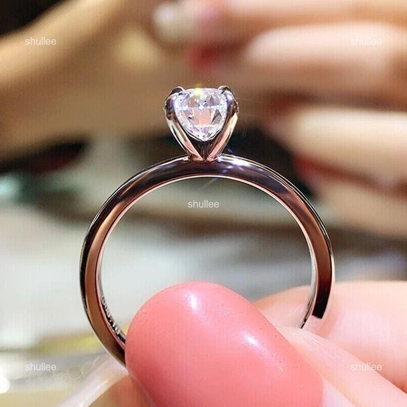 Lab Grown Diamond 18K White Gold Attractive Solitaire Handcrafted Ring Jewelry