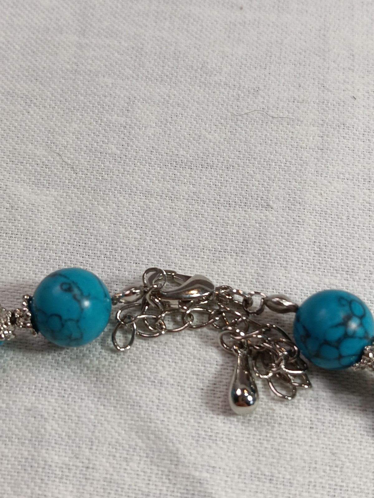 Blue Dyed Howlite Slivertone Necklace
