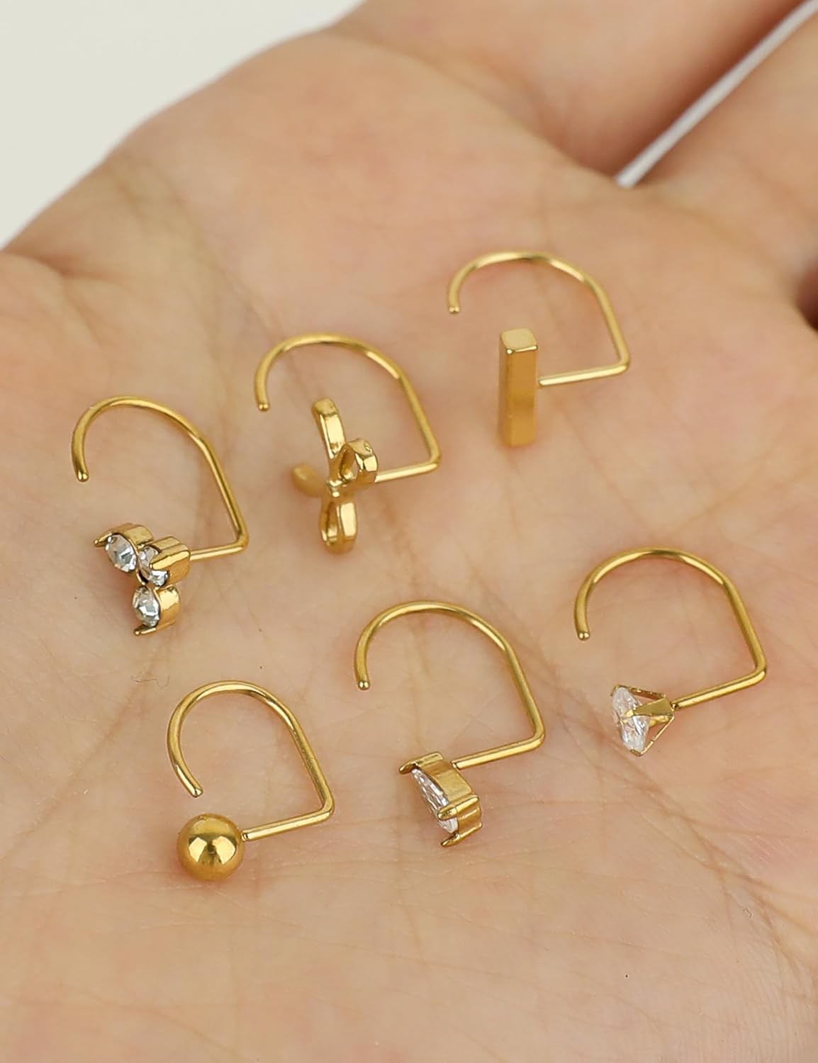 6 Pairs Backless Half Hoop Earrings for Women Hypoallergenic Gold Stay Close Ope