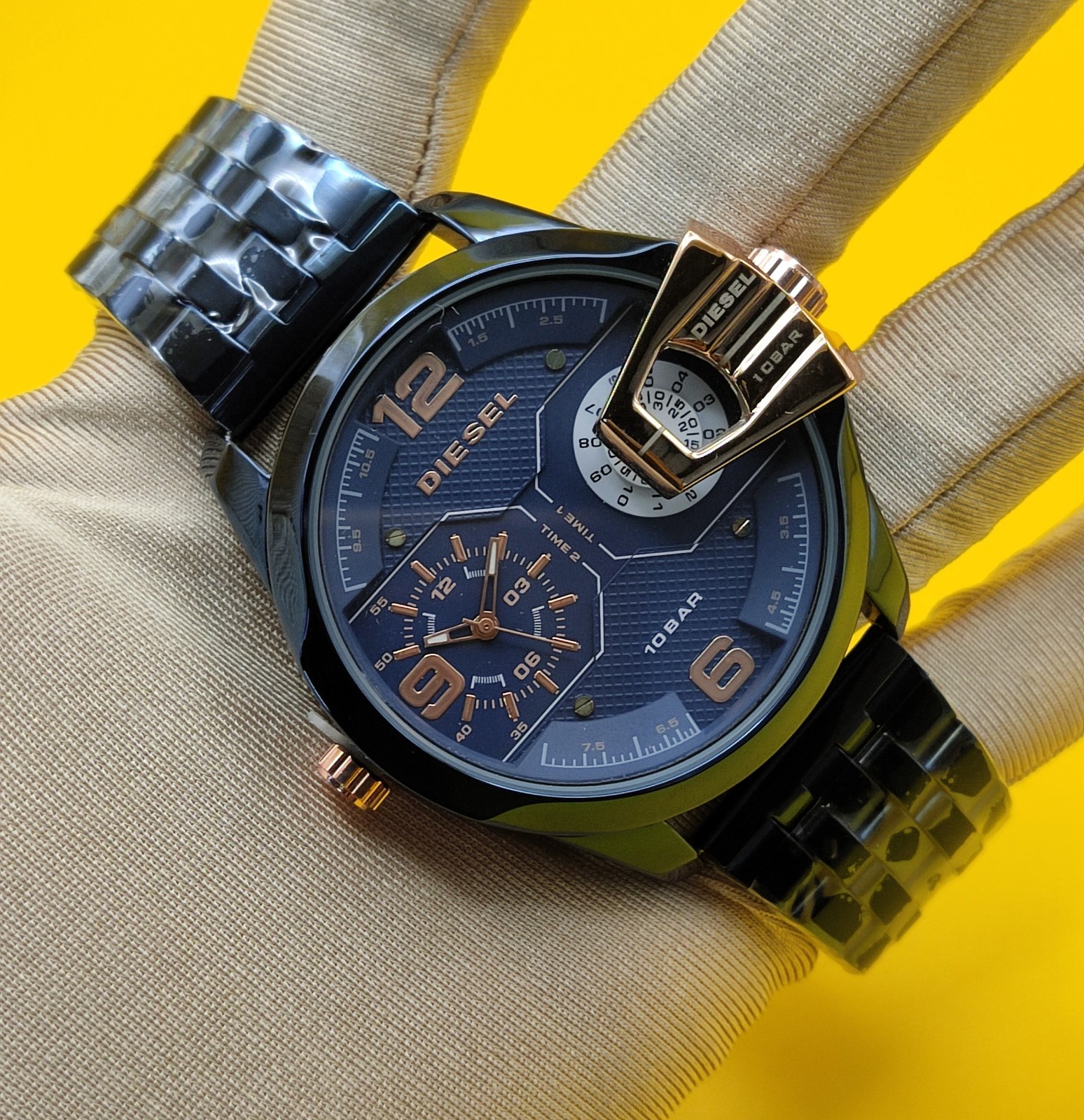 Premium Diesel Only The Brave 10 Bar Dual Time Refurbished Men’s Wrist Watch