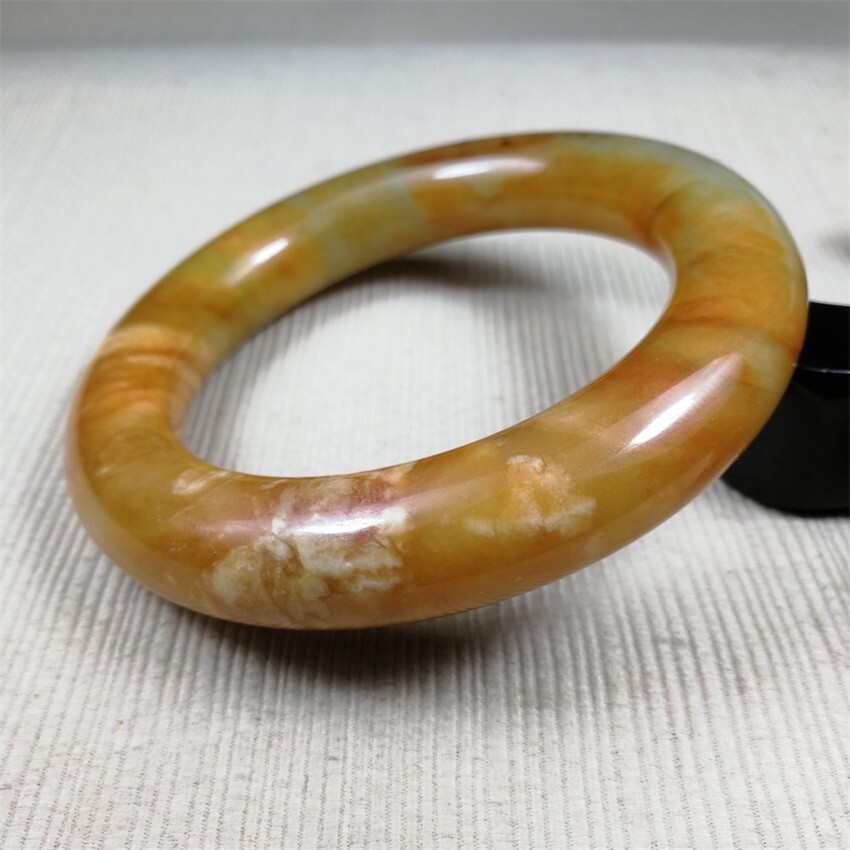 61MM China Ancient Red Green NATURAL HETIAN Jadeite Jade Bracelet Bangle