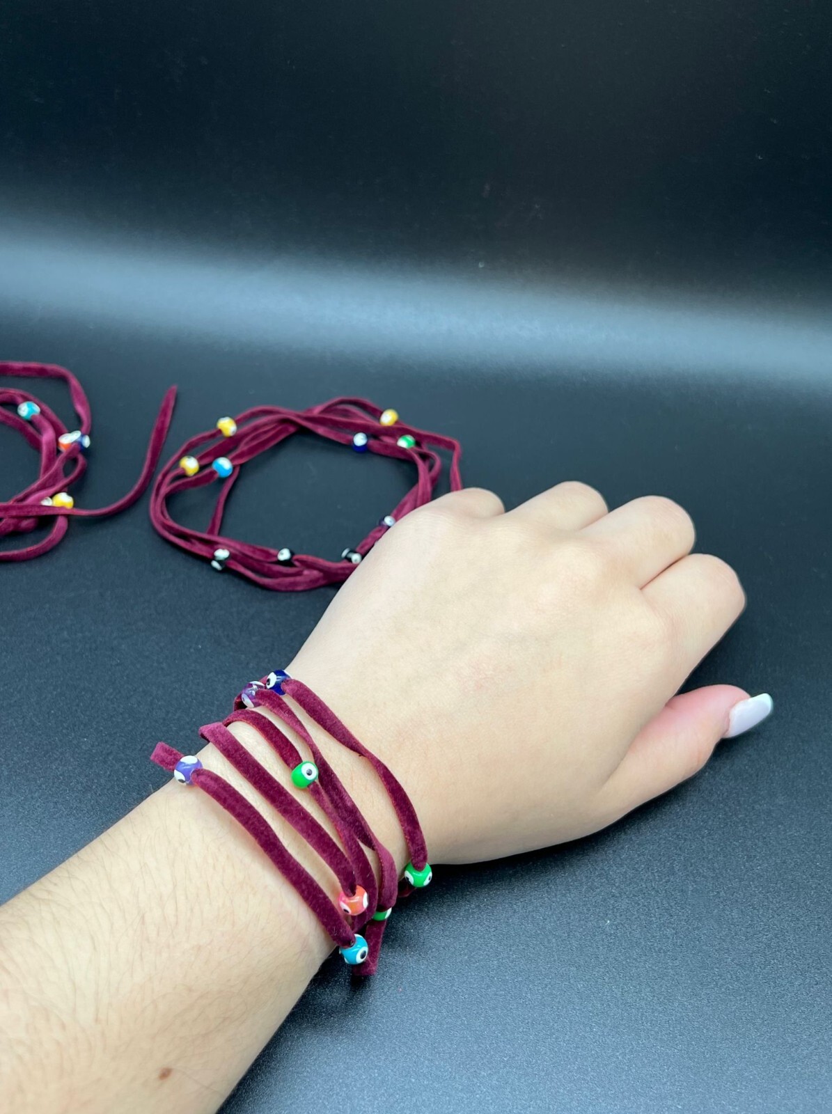 Evil Eye Bracelet Protection Velvet String Wrap Around Anklet Choker