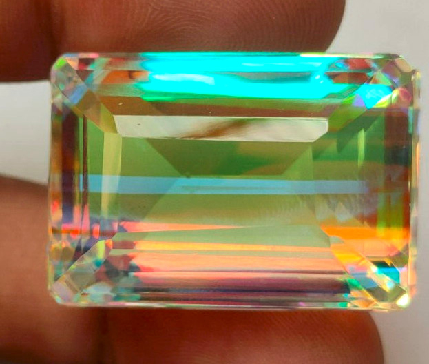 AAA+ Large Mystic Quartz 84.05 Ct. Emerald Cut Loose Gemstone Gift For Women