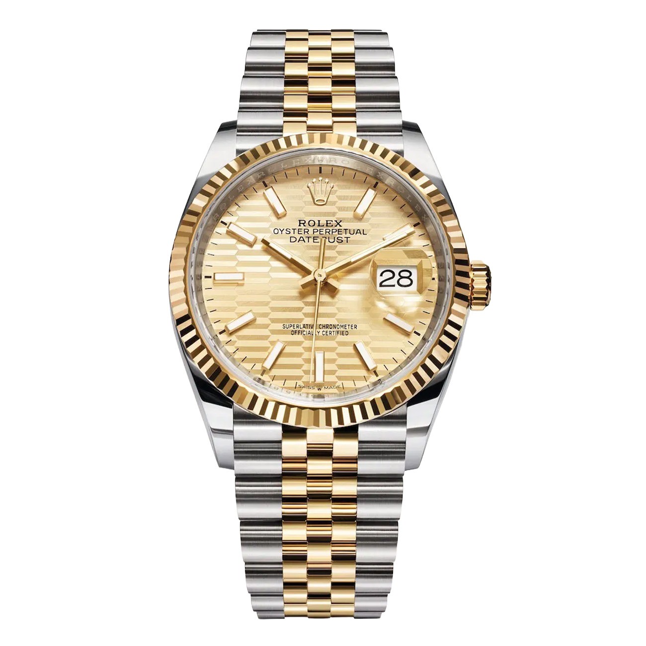 Rolex Datejust 126233-0039 36mm Champagne Fluted Motif Dial Jubilee Stainless…