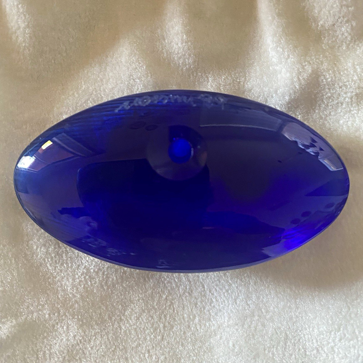 Venini Talismani Blue Oval Glass Talisman Pendant Necklace w/ Pouch Booklet