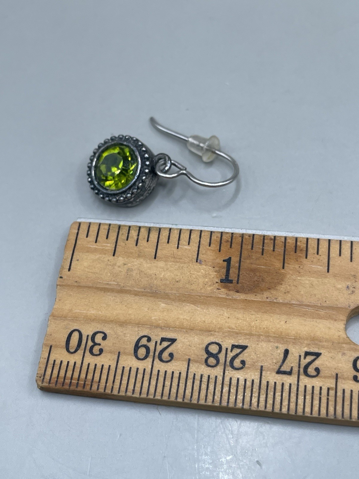 Signed Patricia Locke 2007 SilverTone Lime Green Swarovski Crystal Hook Earrings