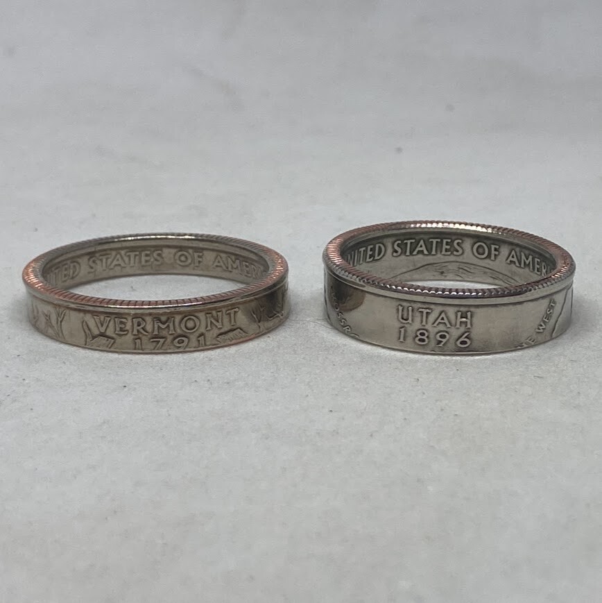 State Quarter Ring (Made with actual quarter) Handmade Band