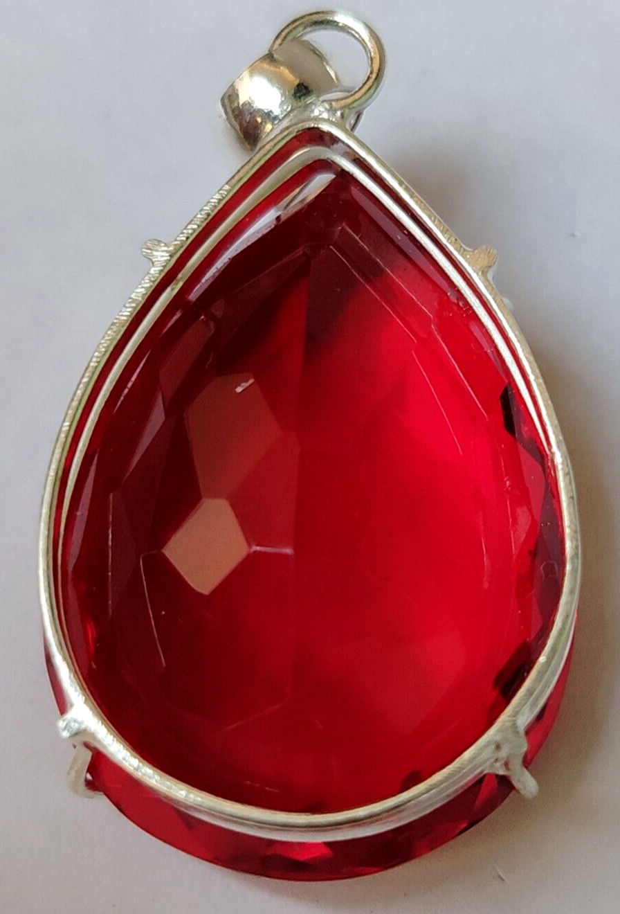 97.70 Ct. AAA+ Large Red Topaz Pear Cut 925 Silver Pendant Gift for Women/Her