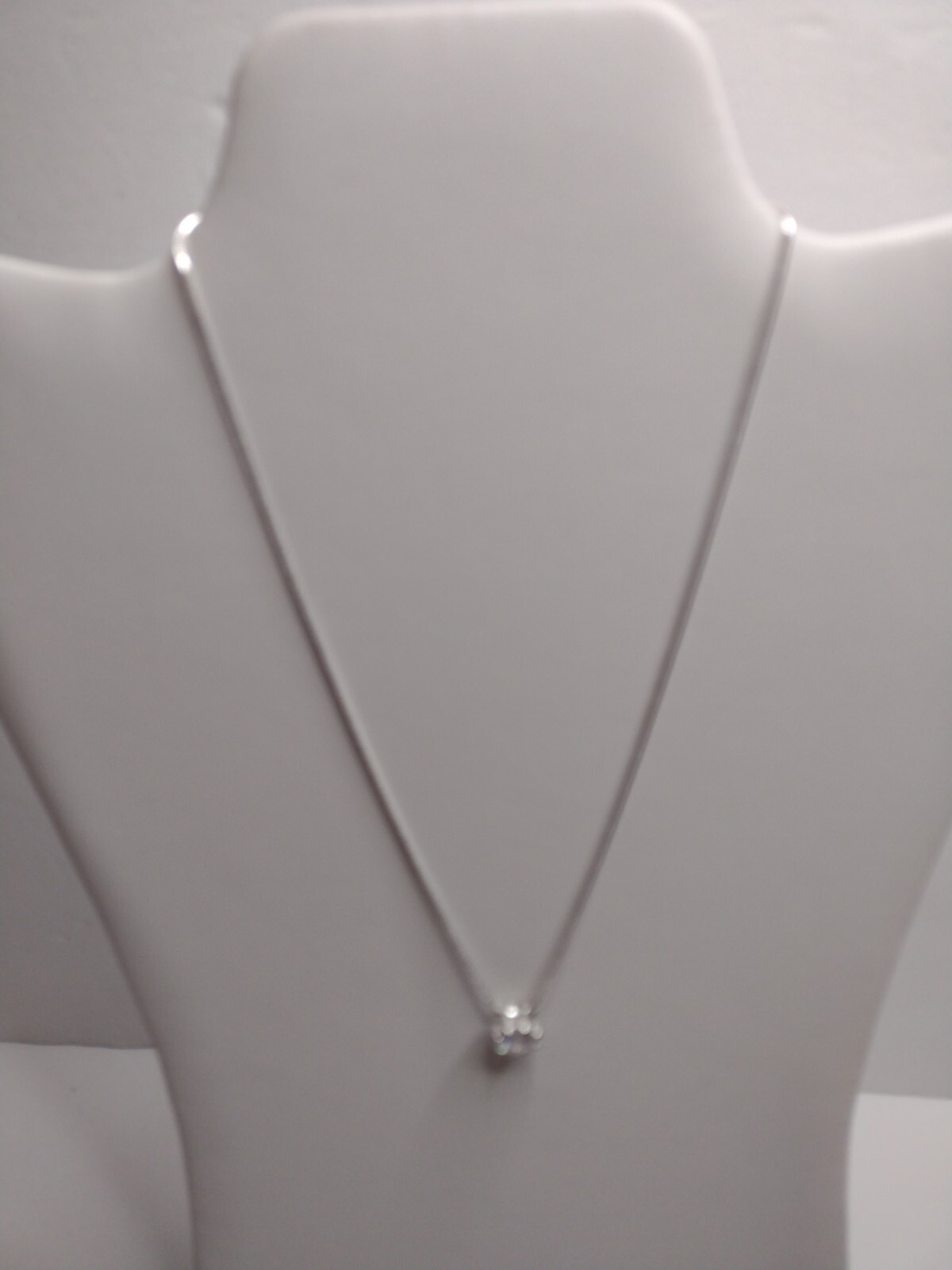 Necklace 16″ Choker Elegant Pendant Faux Clear Jewel Beauty Prom Silver Tone