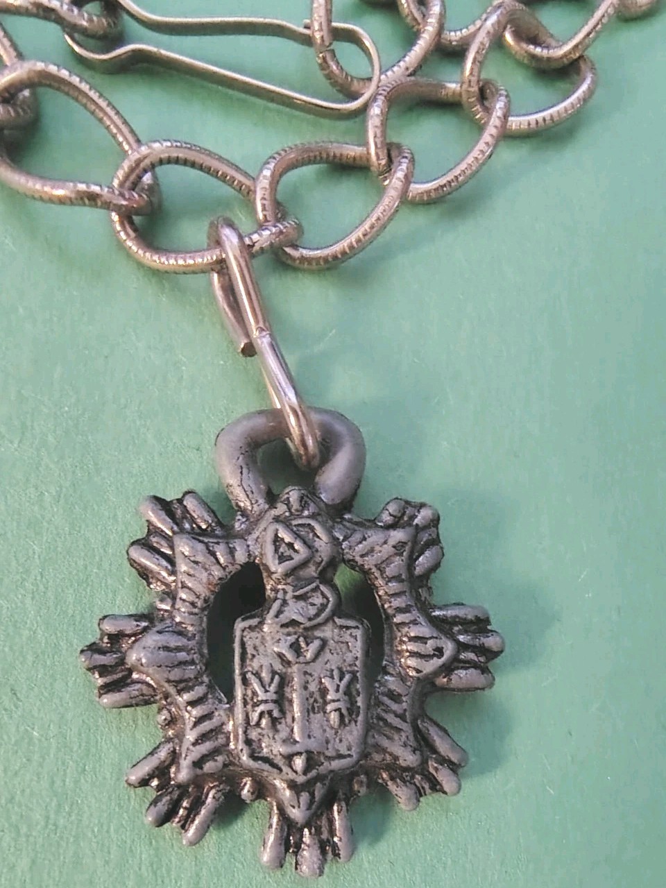 Vintage COAT OF ARMS Pendant Necklace or Belt in Silver Tone