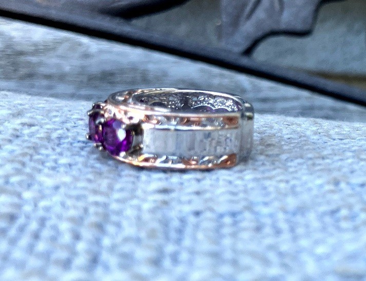Gems En Vouge Micheal Valitutti 925 SS Gold Embraced Grape Garnet Ring