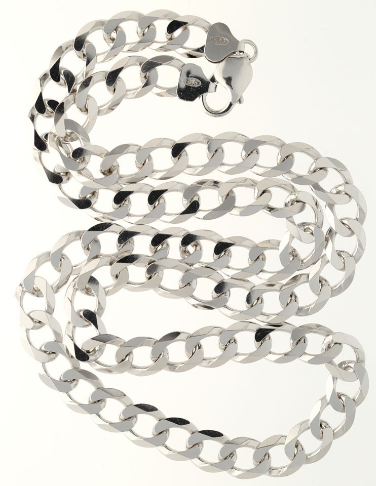 2.3 Ounce 10.6MM SOLID Sterling Silver Flat Curb Link Chain Necklace 26” Long