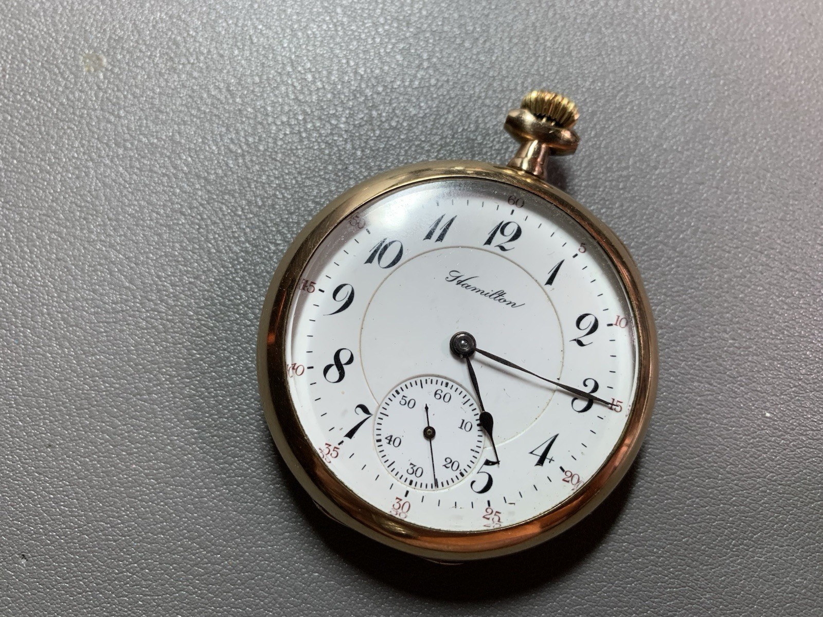 Hamilton grade 956 pocket watch, swing out GF case 17j, 16s,Mod.2, runs,25 yrs
