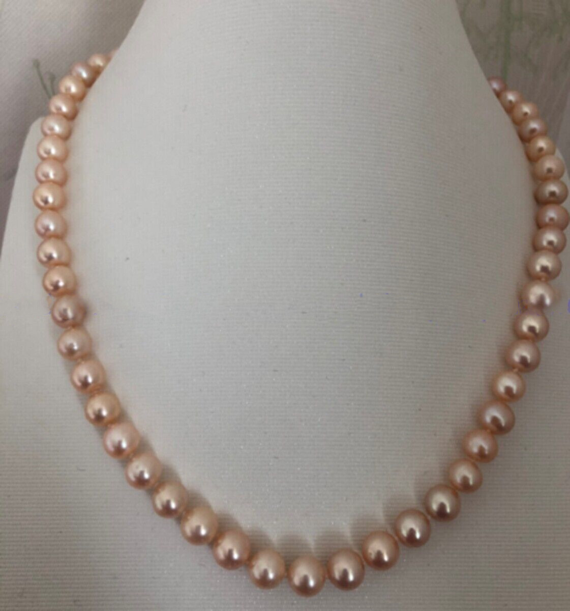 7-8 mm pink AAA akoya cultured pearl necklace 16″ 18″ 20″ 22″ 24″ 14k gold clasp