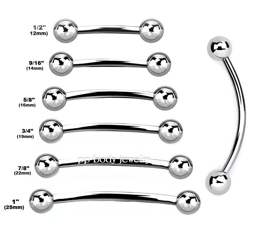 2PCS. Surgical Steel Nipple Ring Curved Barbell and Tongue Snake-Eyes Piercings