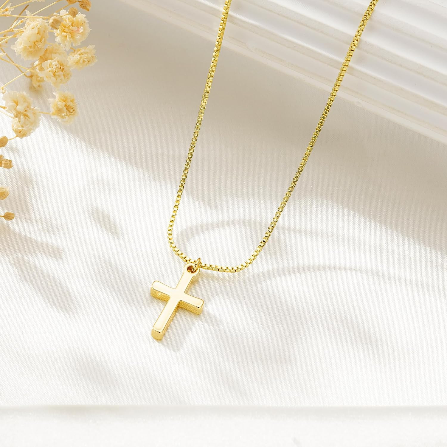Cross Necklace for Women Teen Girls Kids,14K-Gold-Plated Necklaces | Dainty Cros