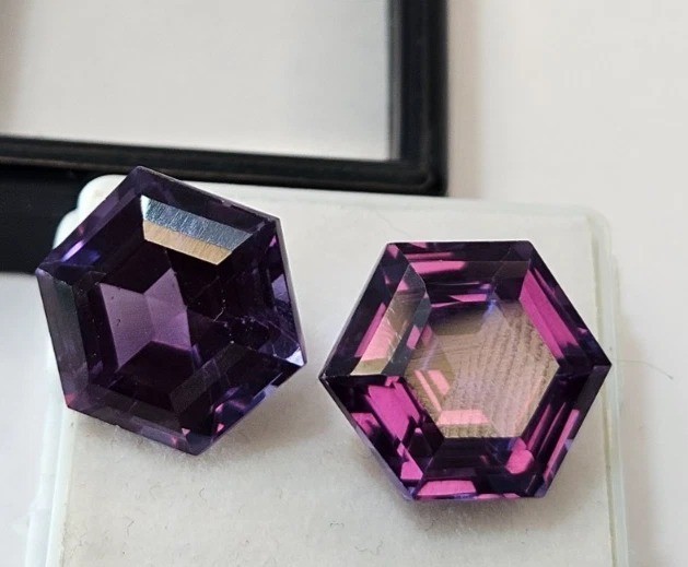 Hexagon Cut 20+ Ct Pair Of Alexandrite Colour Changing Natural Loose Gemstone