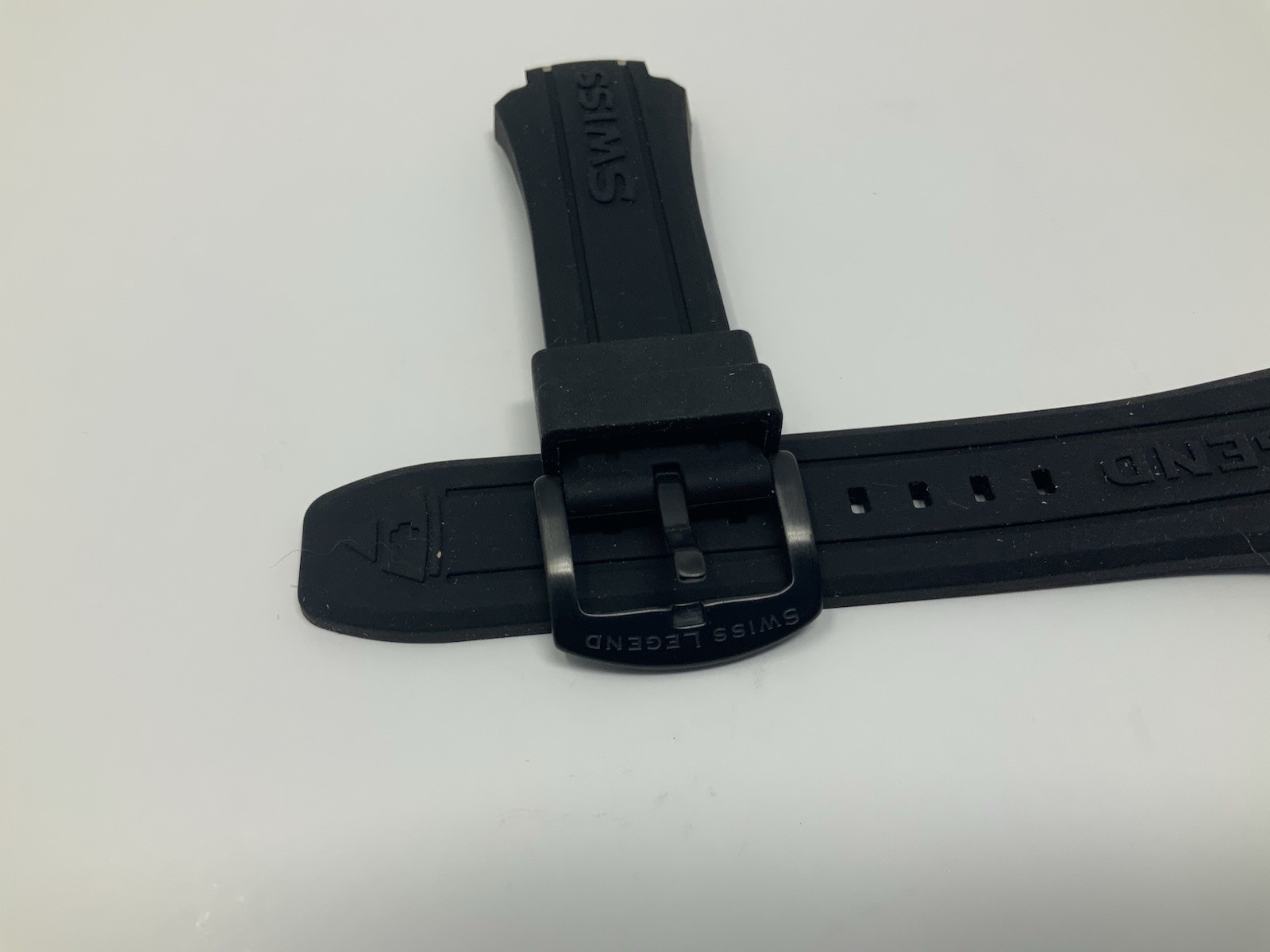 NOS Swiss Legend Neptune Black Rubber Strap with Black brushed steel buckle 18mm
