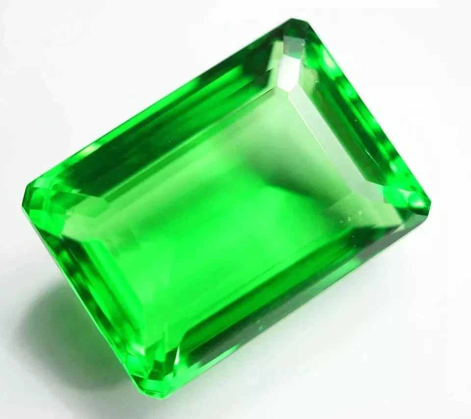 46 Ct Green Topaz Emerald Cut Certified Loose Rare Gemstone For Jewelry Making