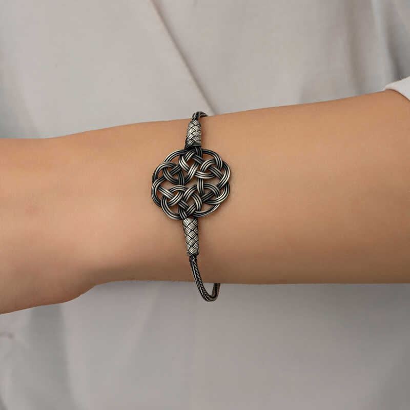 999 Silver Bracelet For WoMen, Hand Braided Bracelet, Oxidized Silver Bracelet