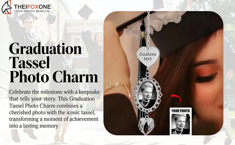 Graduation Tassel Photo Charm, Personalized Memorial Keepsake – Custom Photo