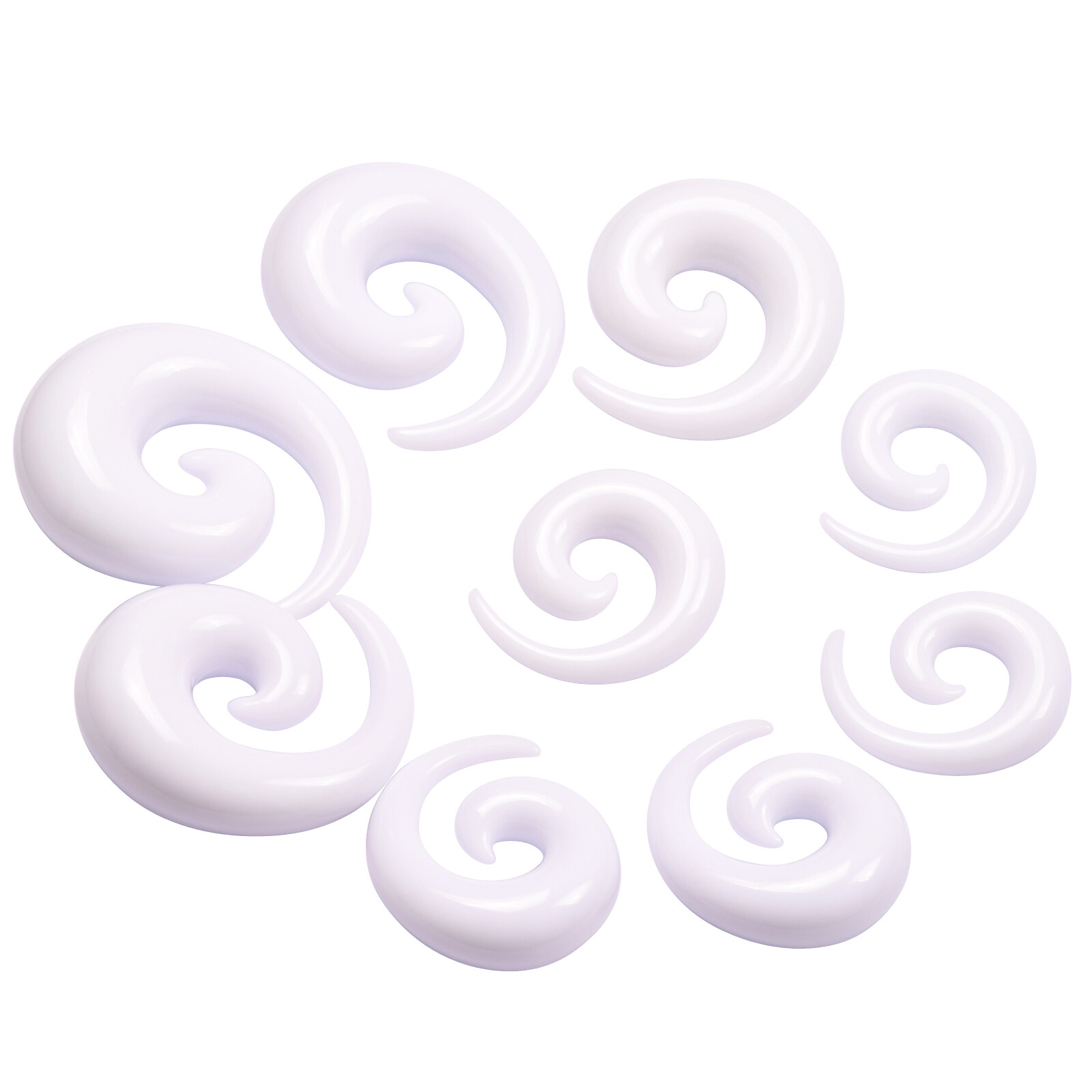 36PCS White Big Gauge Spiral Taper Plug Set Acrylic Ear Stretching Kit 00G-20MM