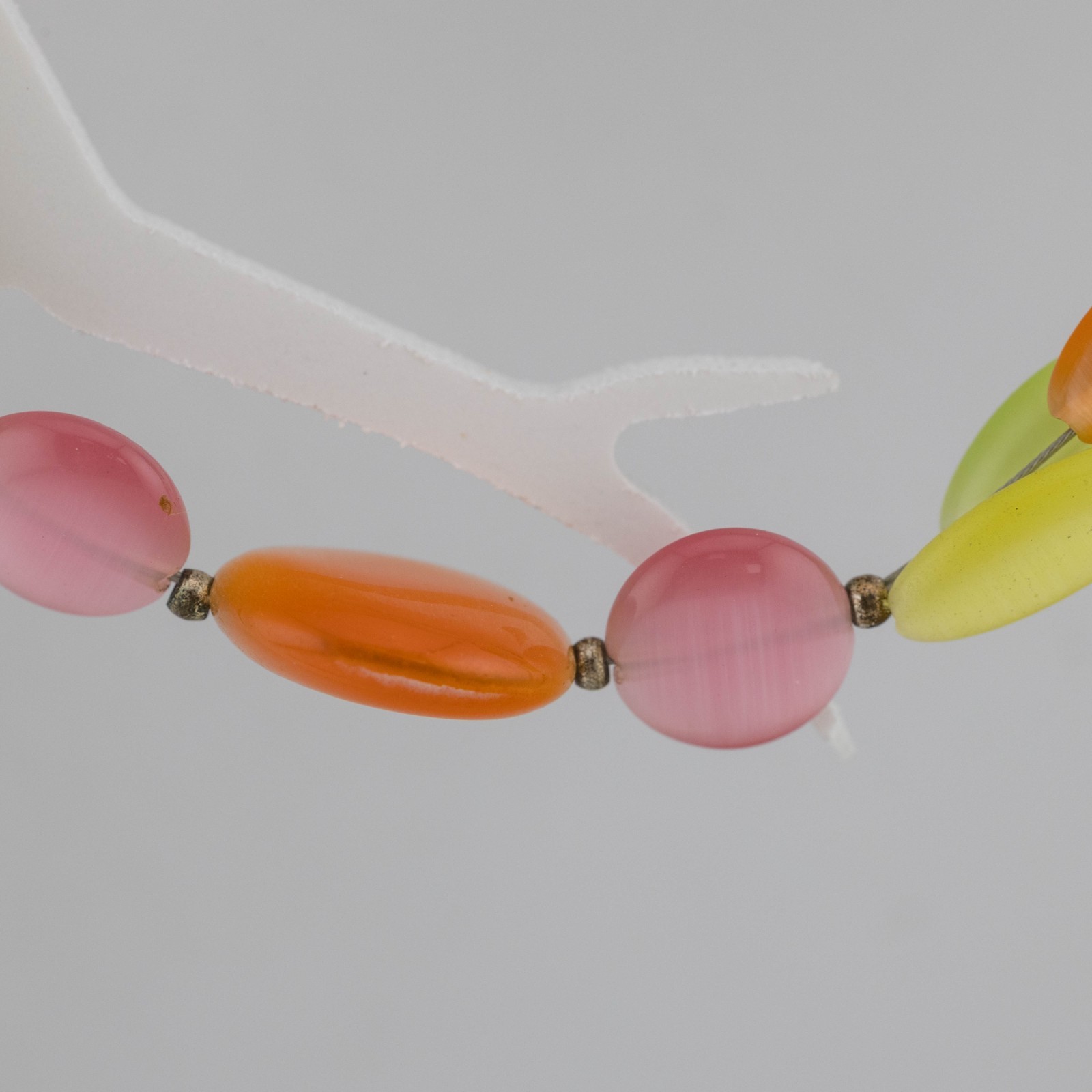 Necklace Multicolor Bead Resin Base Metal Chain Bogemian Style