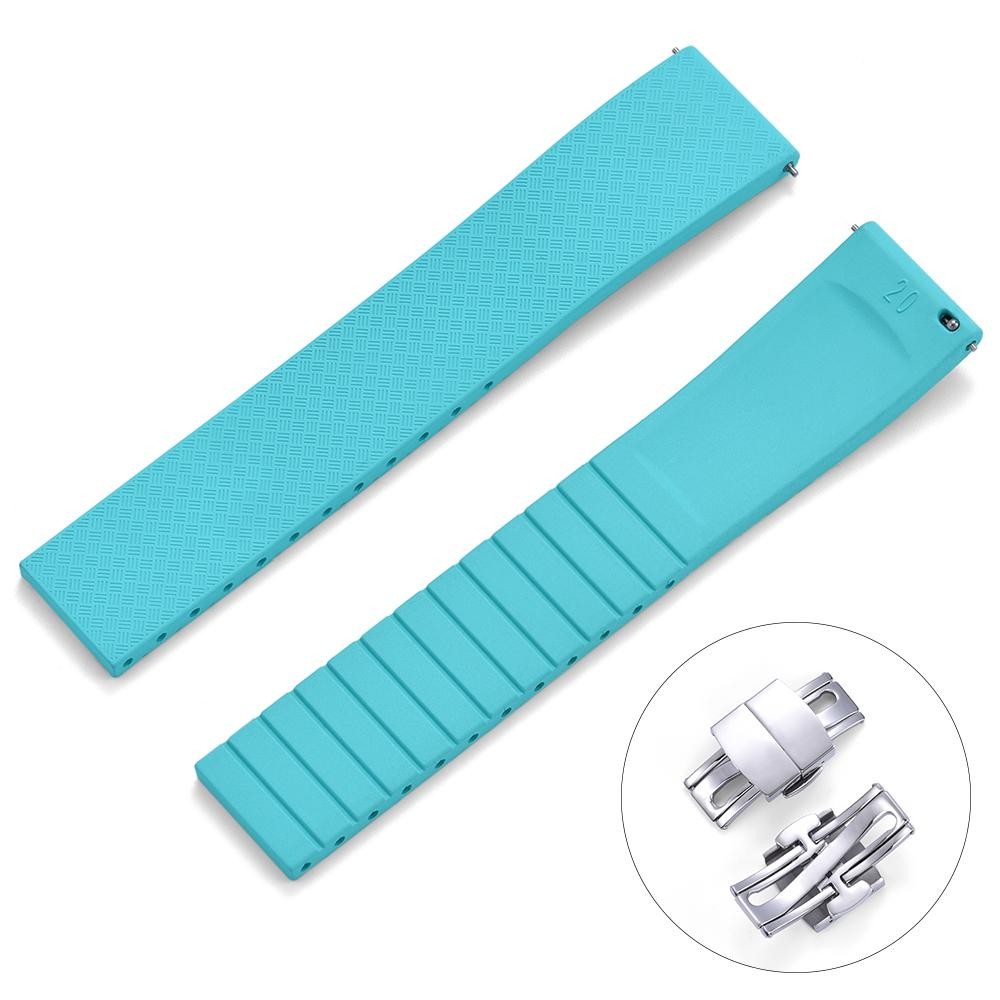 CTS FKM Rubber Watch Strap 18mm 19mm 20mm 22mm Cut To Size Butterfly Buckle
