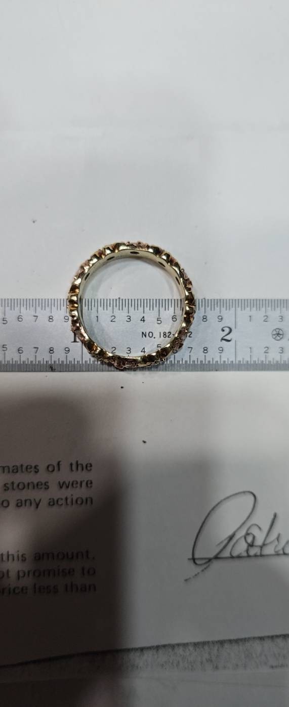 Rare Vintage ArtCarved 14K Yellow & Rose Gold Floral Diamond Eternity Ring- Sz 7