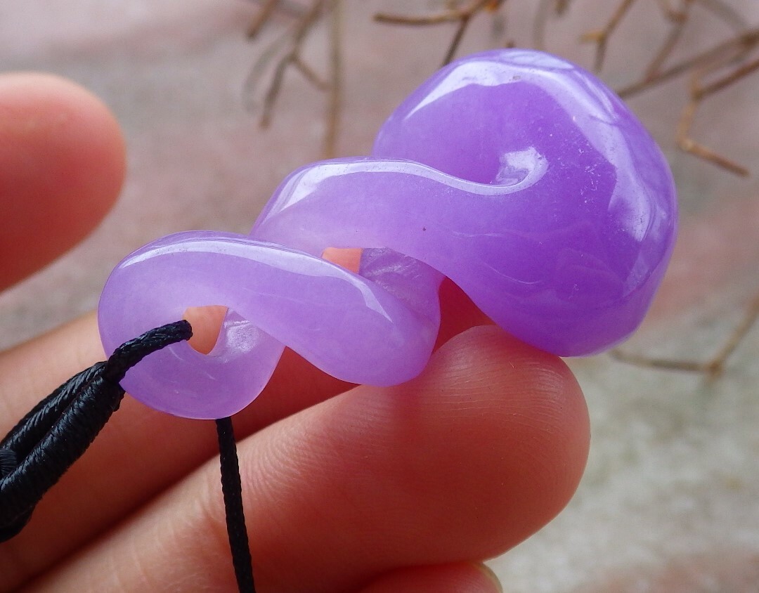1 piece CHINESE Lavender JADE PENDANT Circle *8* Knotted Knotte 平安扣 397442