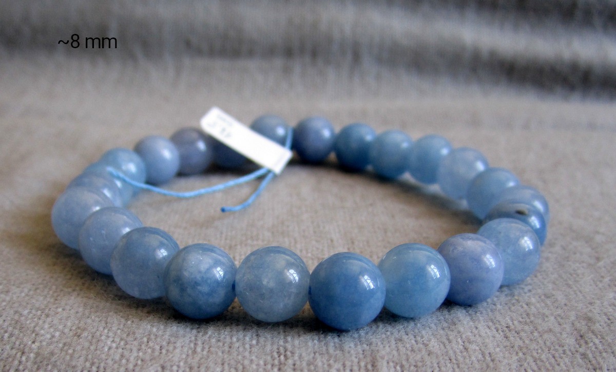 Aquamarine Bracelet – Balls Ø 6.5 mm / 15-21 cm – Elastic