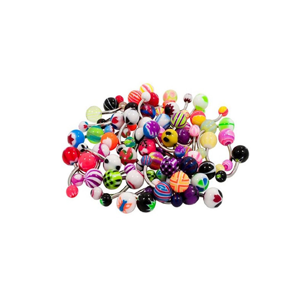 Lot of 20 14G Belly Button Rings Surgical Steel Piercing Jewelry No Duplicates