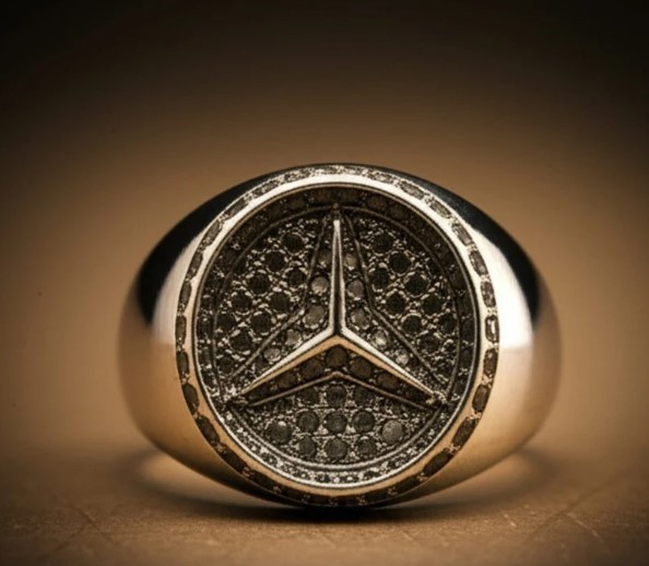 925 silver Mercedes, Mercedes Men,Luxury Ring, birthday gift for husband unique