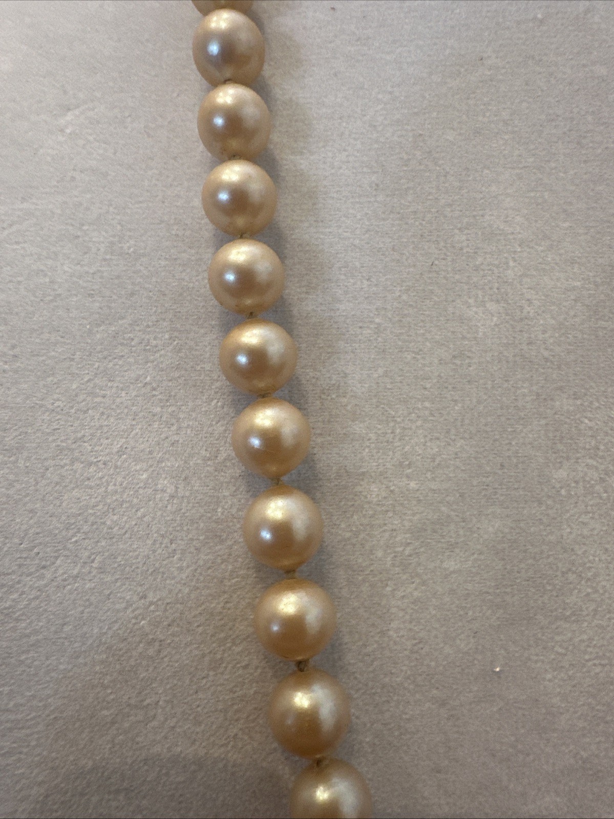 Classic Single Strand Pearl Necklace Cream Champagne Round Beaded Vintage Style