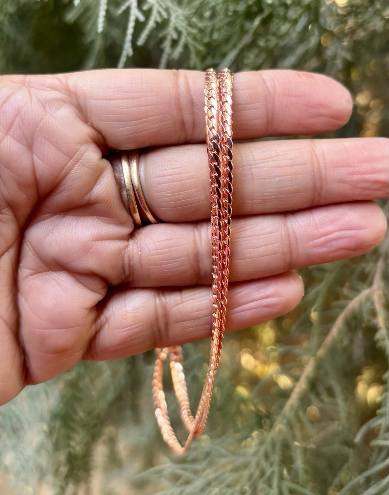18 inch Pure Copper Flat Serpentine Chain Necklace, Healing Copper Jewelry