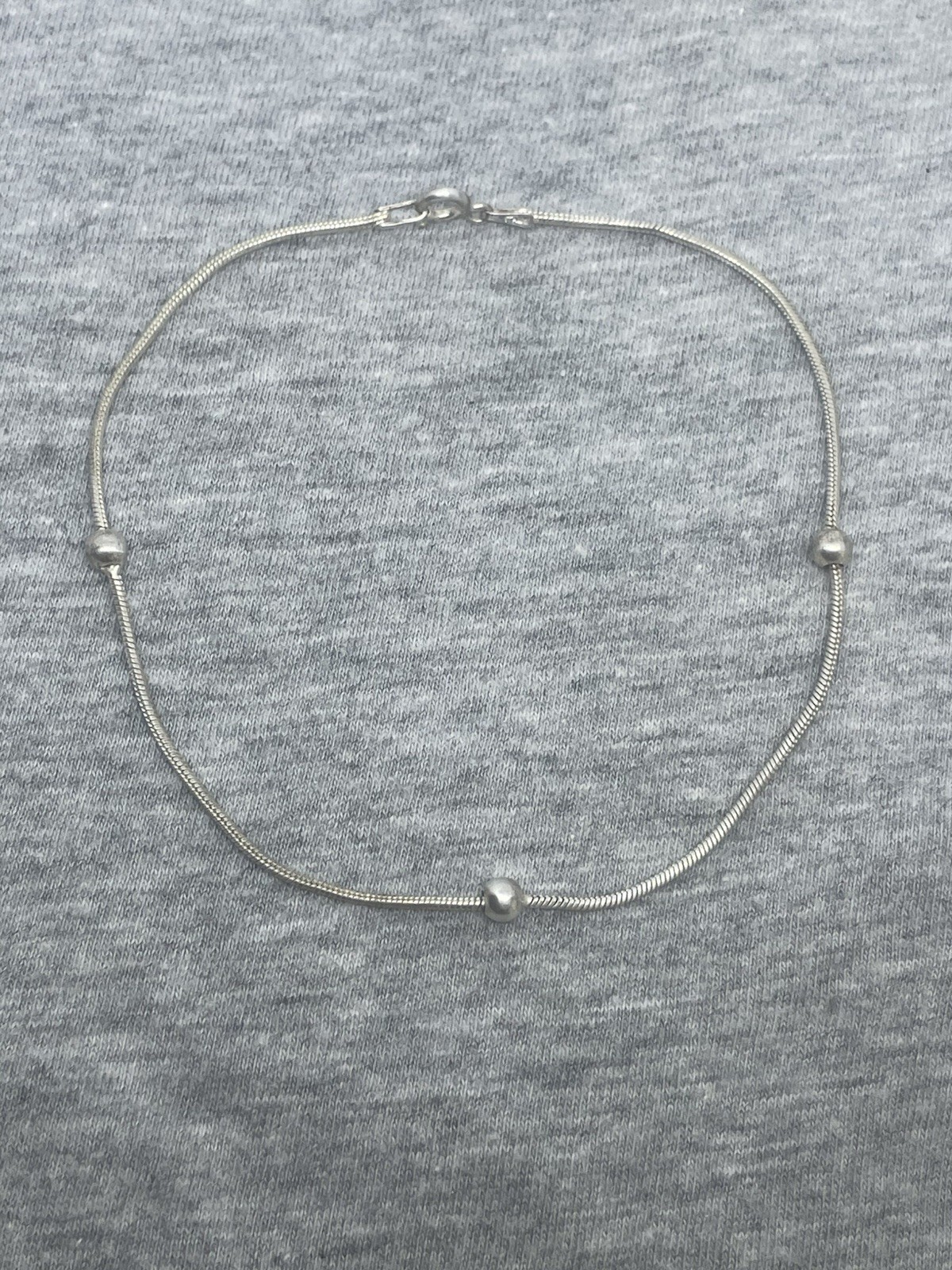 Vintage Italy 925 Sterling Silver Balls Beads 9” Anklet 2.82g