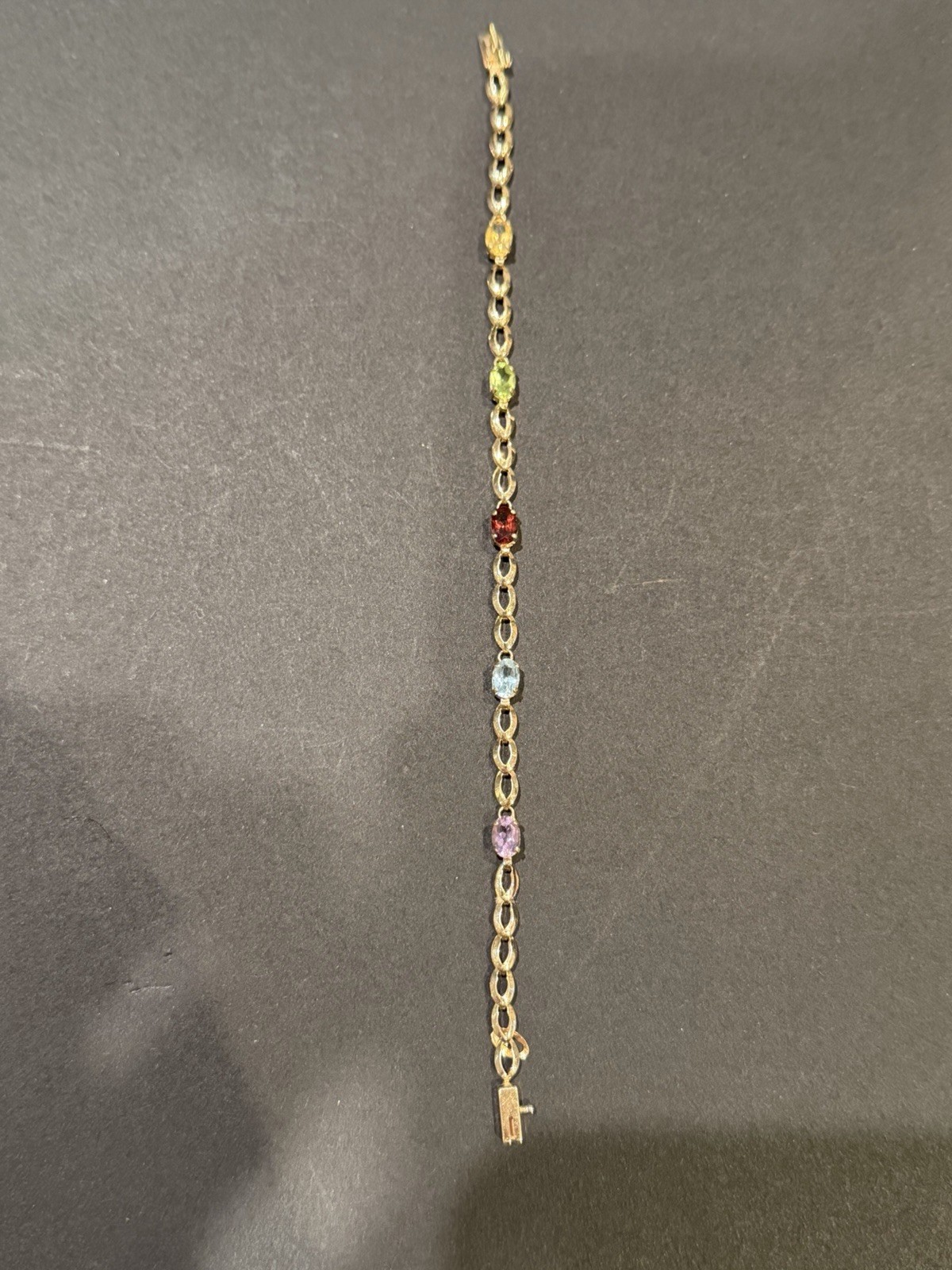 14KT Yellow Gold Women’s Multi Color Stone Bracelet 2mm 7 Inch (3 Grams)