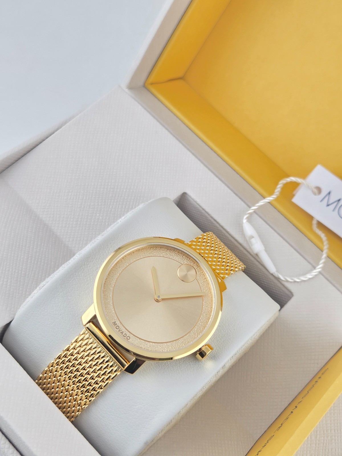 $595 MSRP | Movado Bold Women’s Gold Dial Stainless Steel Watch – 3600580