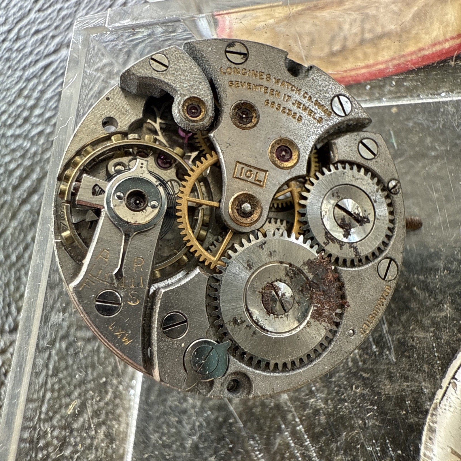 Vintage Longines 10L Movement/Dial/Hands Dial Engraved As Is