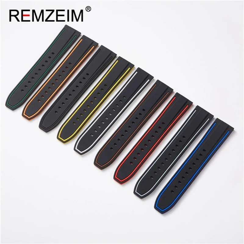 Rubber Silicone Watch Band Strap 20Mm 22Mm 24Mm Women Men Green Red Black Sport