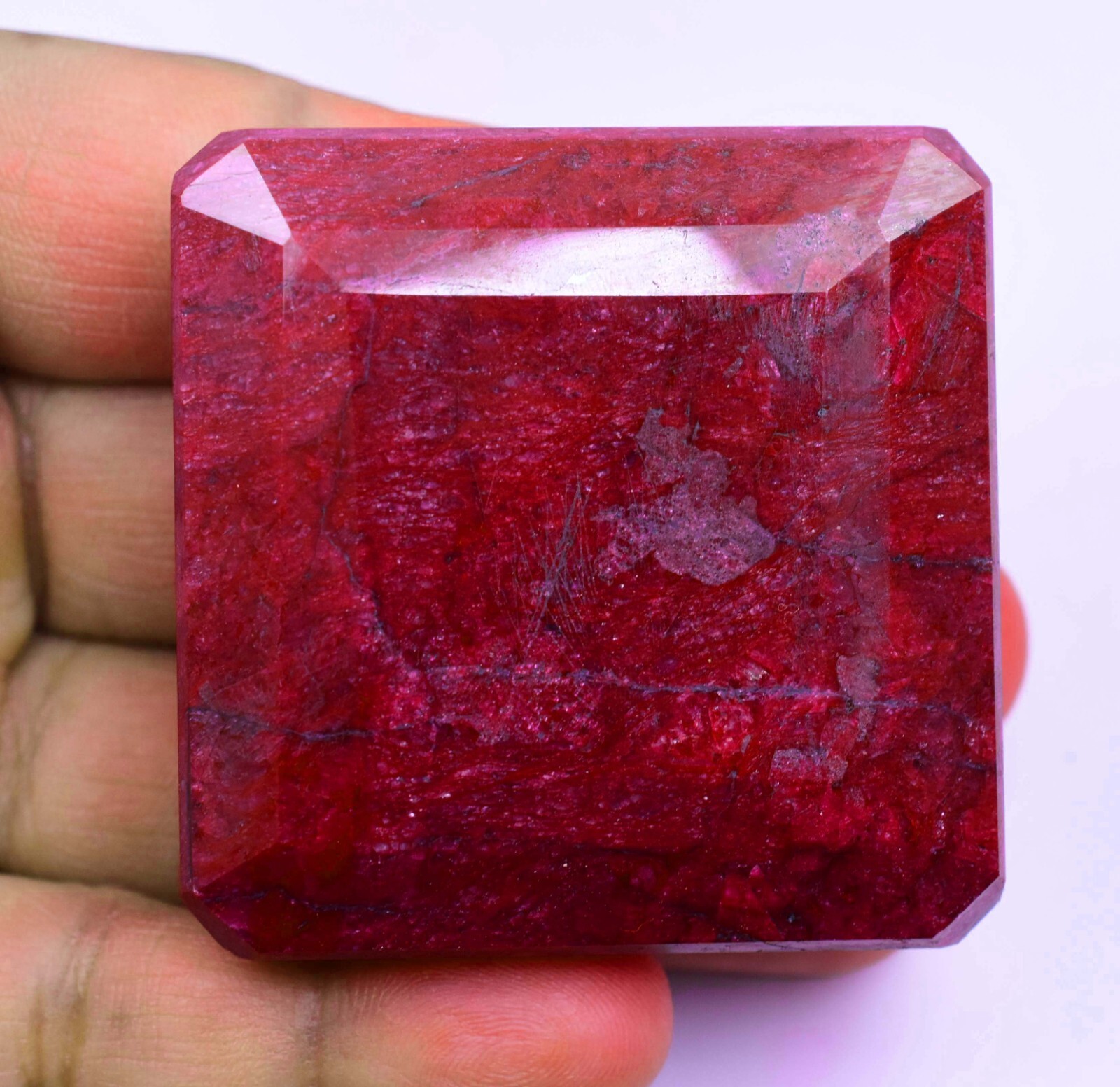 765.0 CT Natural Huge Red Ruby Certified Earth-Mined Emerald Cut Loose Gemstone