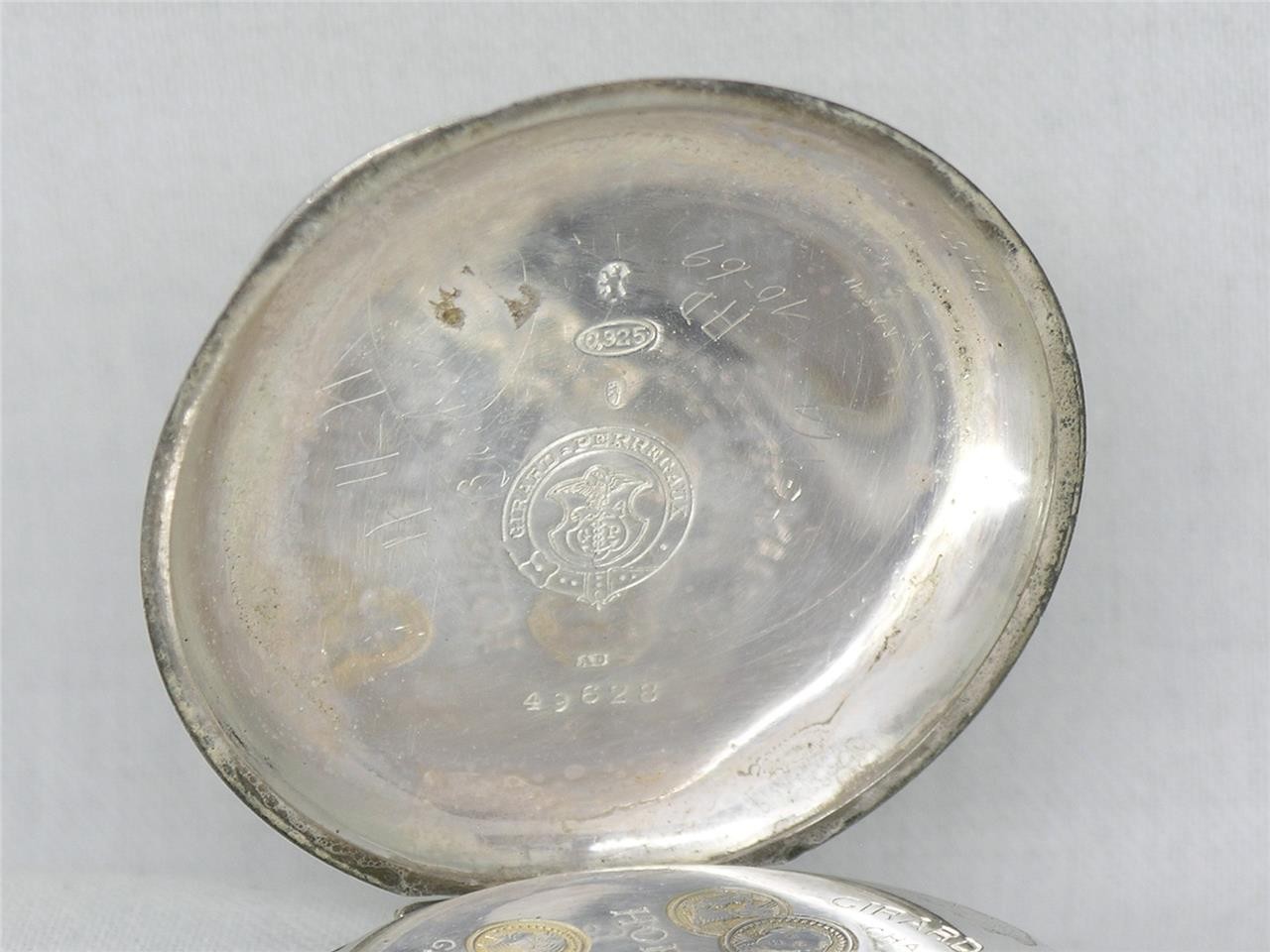 VINTAGE 51MM 17 JEWEL GIRARD-PERREGAUX CHRONOGRAPH SILVER POCKET WATCH, RUNNING!