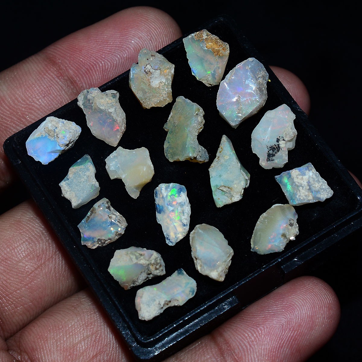 17 Pcs Natural Ethiopian Opal Rough Lot Top Grade Play Of Colors Loose Gemstones