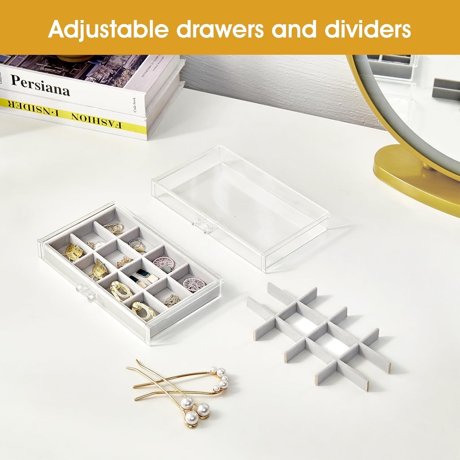 Adjustable Velvet Trays Jewelry Organizer – 10 Layers