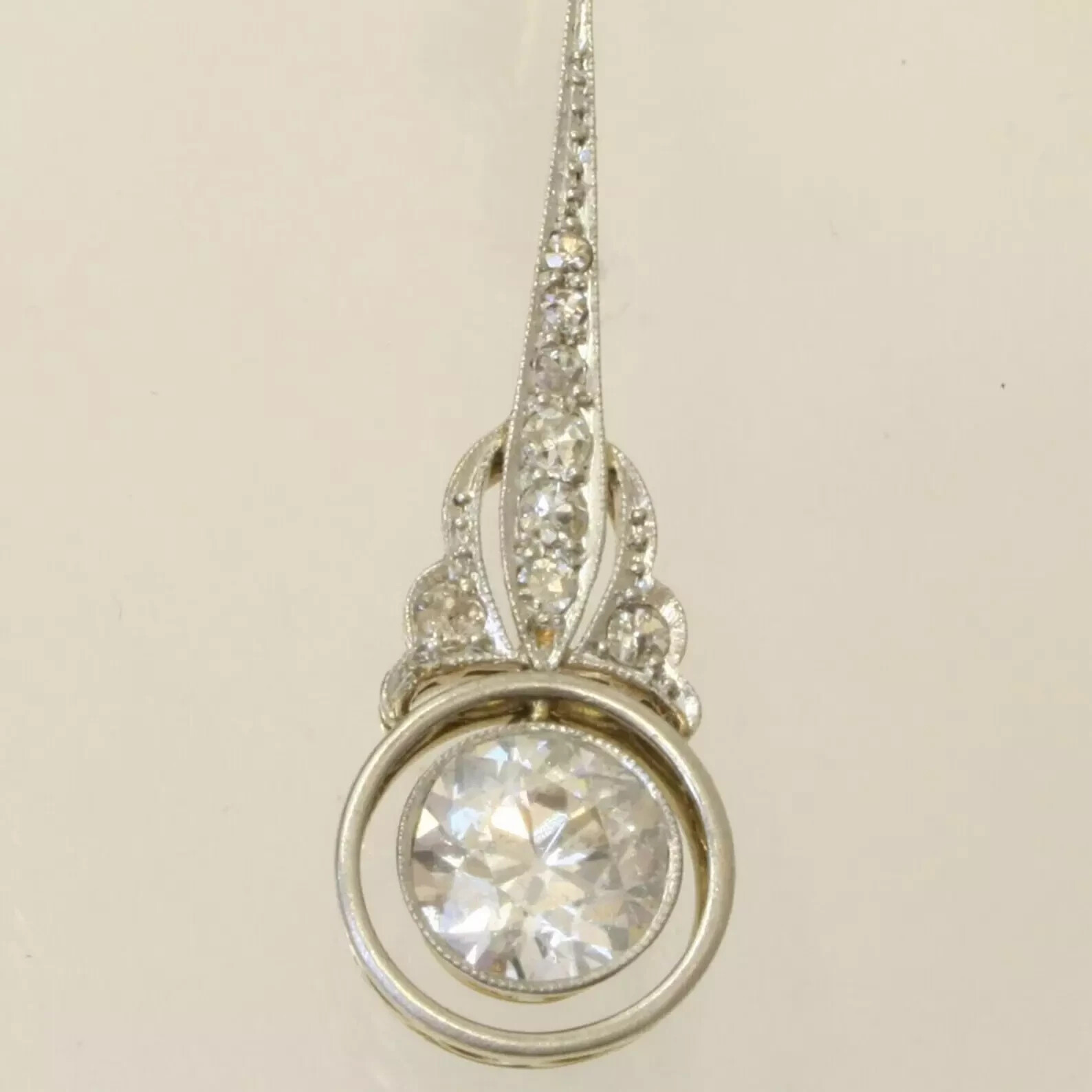 Art Deco Style 3CT Lab Created Diamond 14k White Gold FN Drop Dangle Earrings
