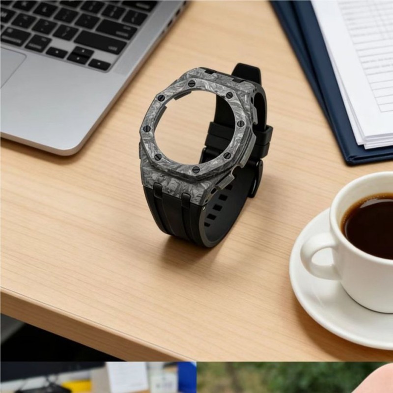 Real Forged Carbon Fiber Mod Kit Case Rubber Band for G-SHOCK GA-2100 2110 Strap